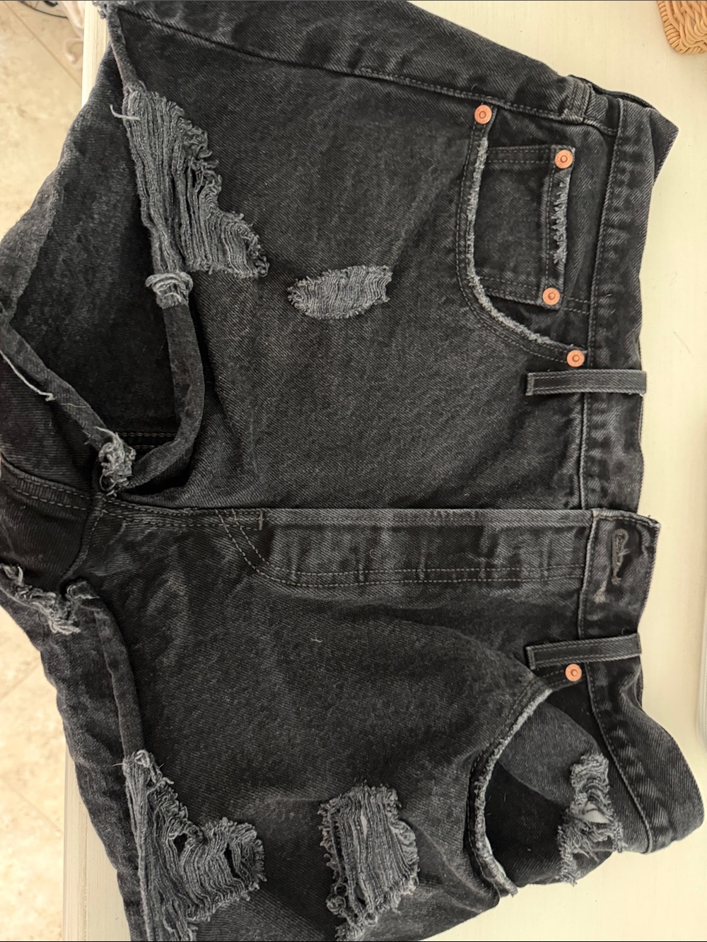 Levi's Black Distressed Relaxed Women's Shorts